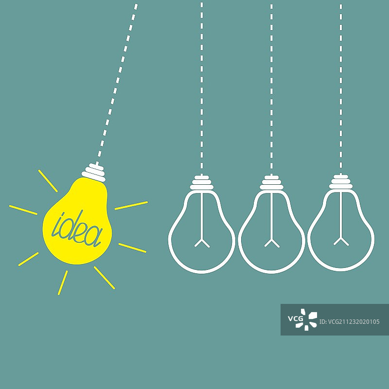 四个悬挂的灯泡，永动机创意图片素材