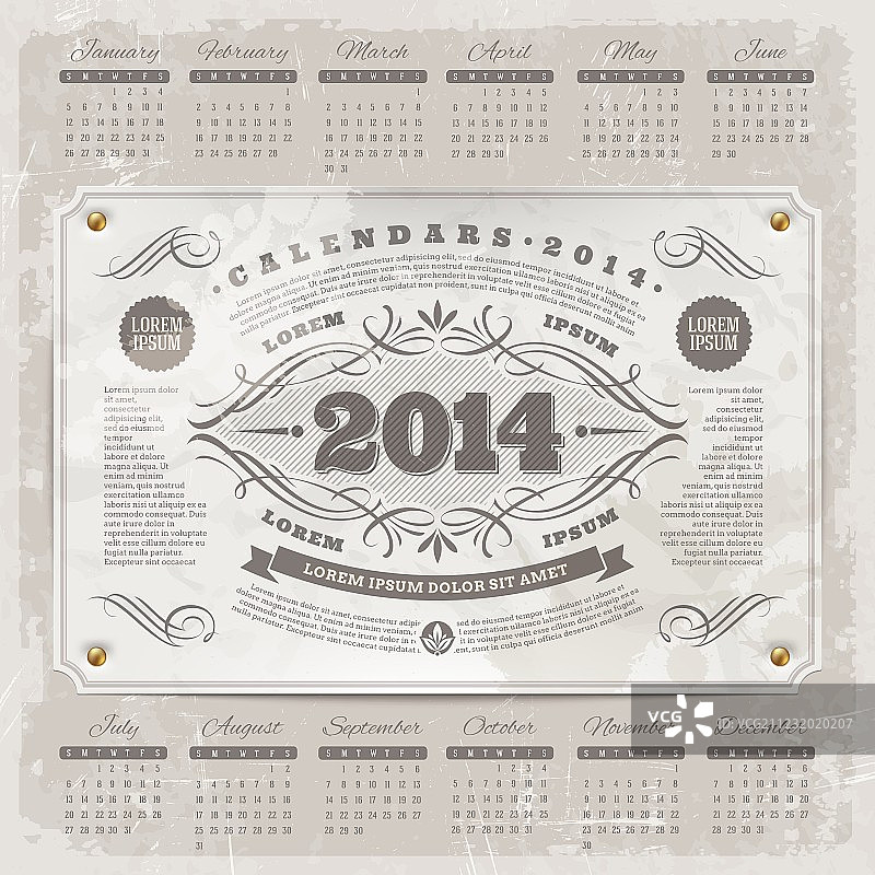 2014年华丽复古日历图片素材