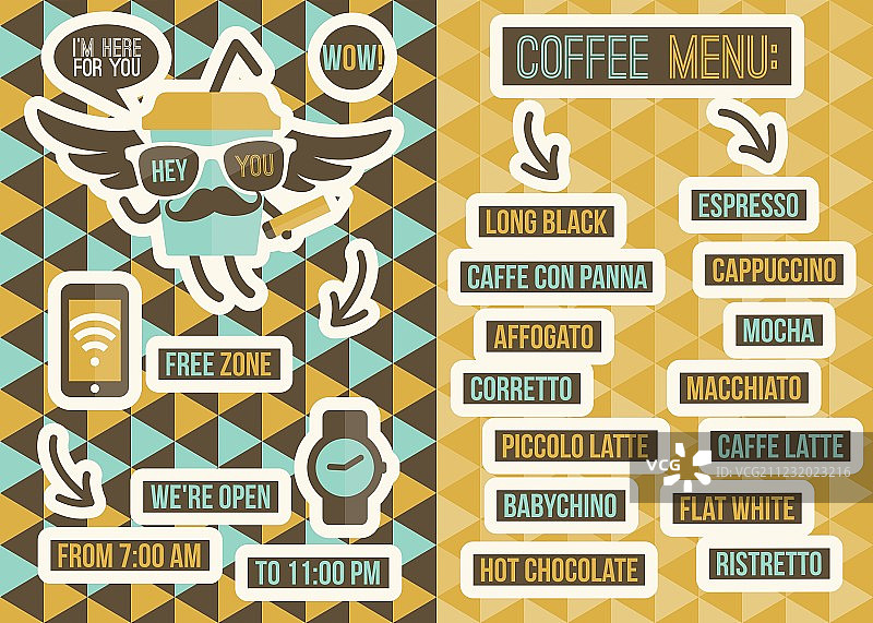 咖啡馆菜单无缝背景和设计元素图片素材