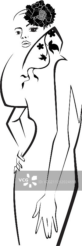 时装模特素描图片素材