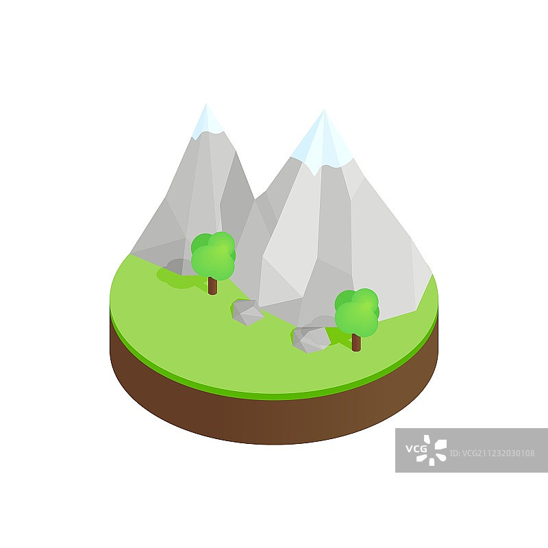 绿色山谷雪山图标图片素材