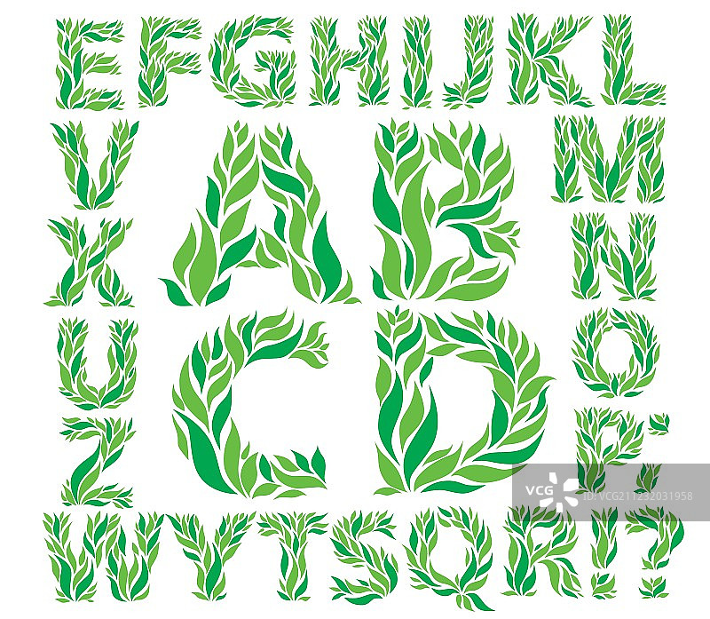 绿叶字母图片素材