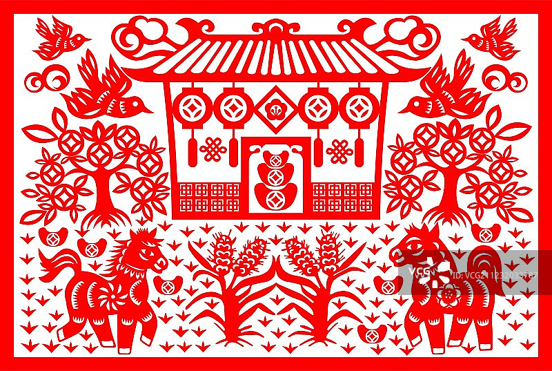 红色纸张与圣诞装饰俯视照片图片素材