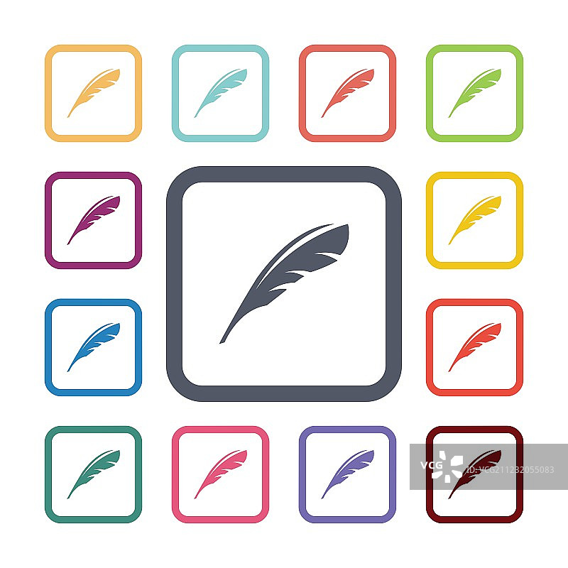 羽毛扁平图标合集图片素材