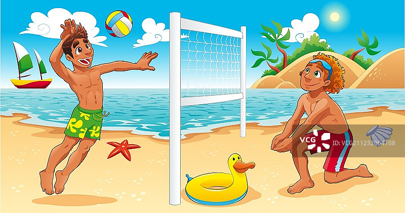沙滩排球场景图片素材