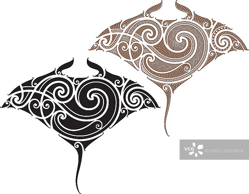 毛利族蝠鲼纹身设计图片素材