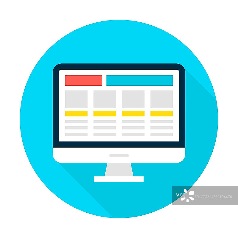 电脑显示器着陆页扁平圆形图标图片素材