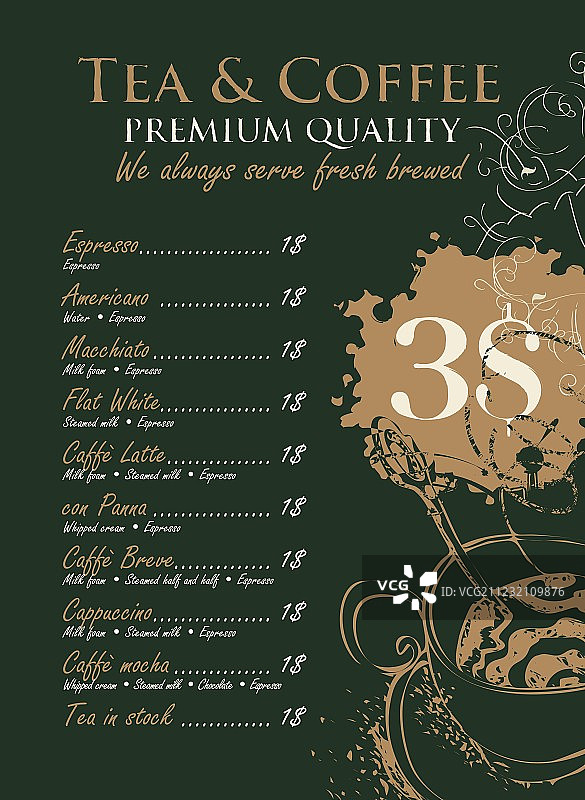 咖啡价格菜单图片素材