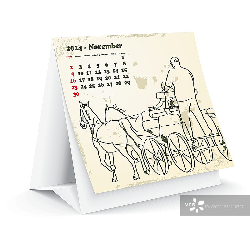 2014年11月桌面马日历图片素材