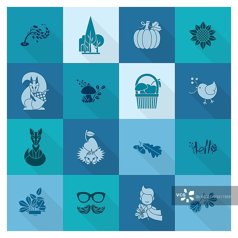 一套平坦的秋天图标图片素材