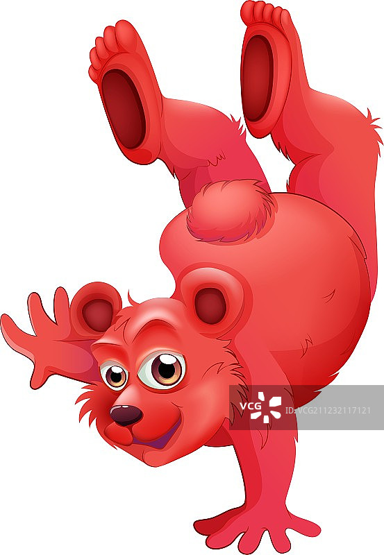 做倒立的红色熊图片素材