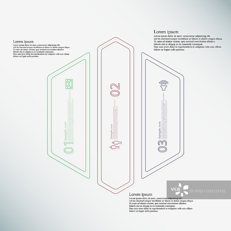 分为三部分的六边形信息图模板图片素材