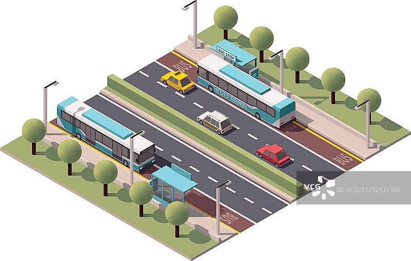 2.5D公交车站图片素材