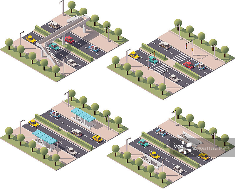 2.5D人行横道合集图片素材