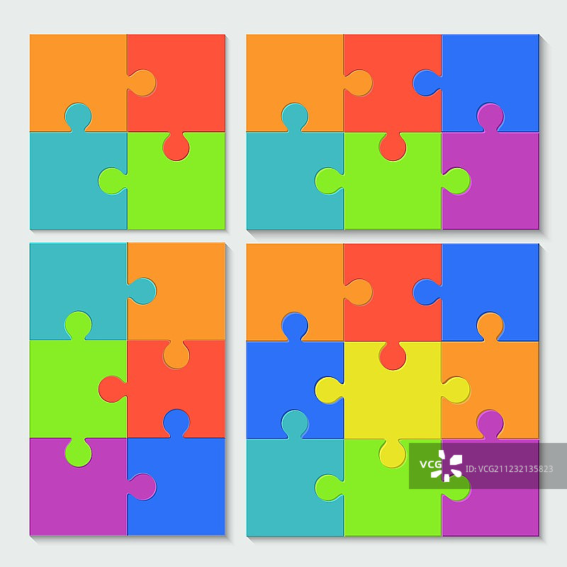 现代拼图组合与阴影图片素材