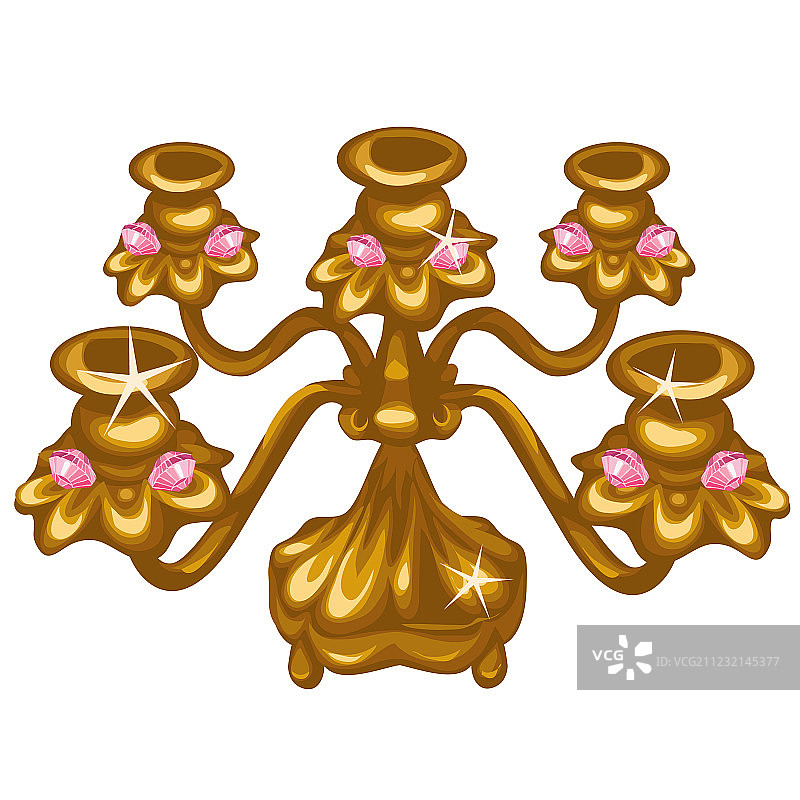 白色背景上的金色复古台灯图片素材