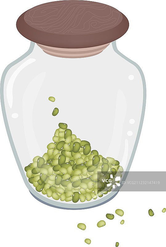玻璃瓶里装着许多绿豆图片素材