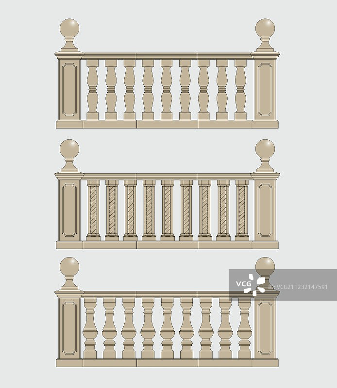 栏杆剪影套装图片素材