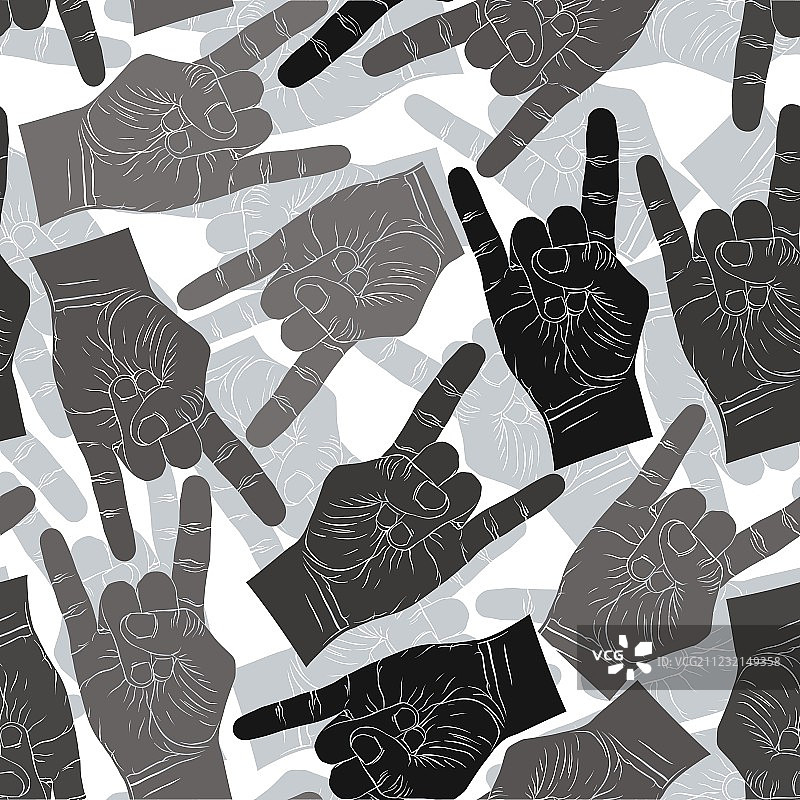 摇滚手势无缝图案背景图片素材