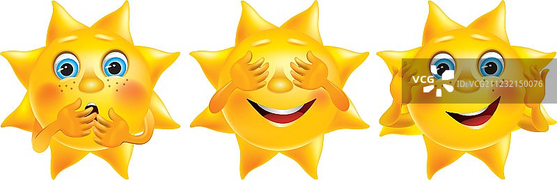 非礼勿视，非礼勿听，非礼勿言的趣味太阳图片素材