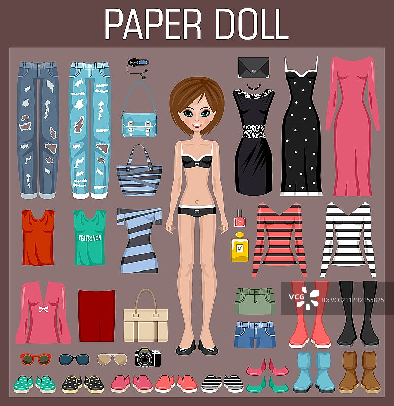 带衣服的纸娃娃图片素材