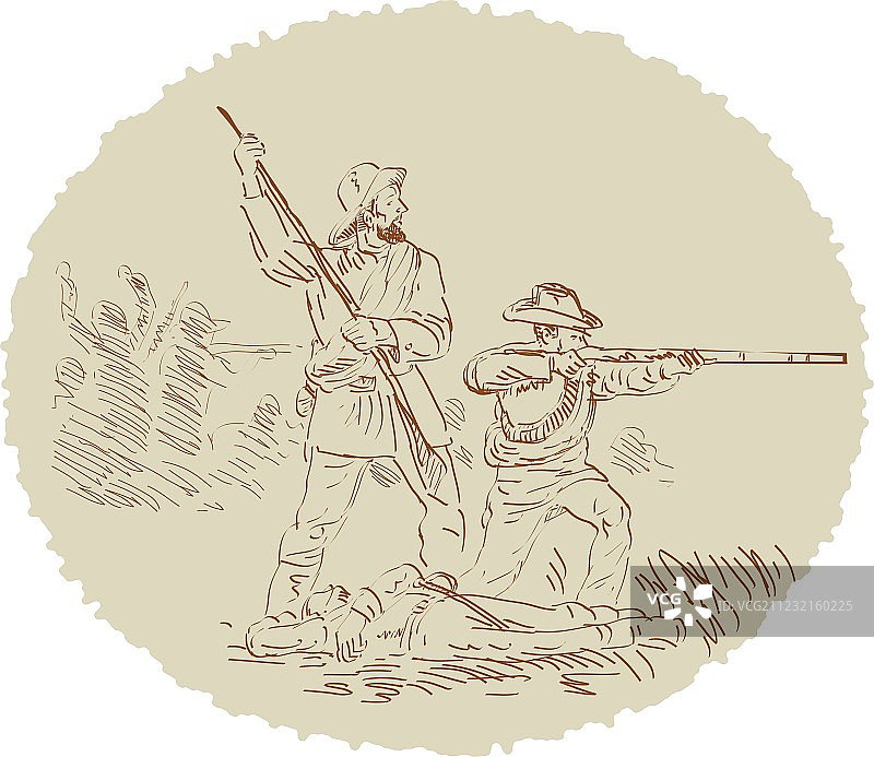 美国内战南方士兵战斗场景图片素材