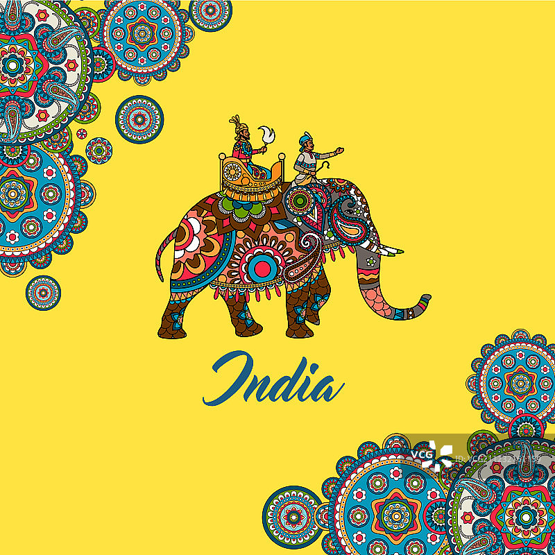 印度大君坐在大象上图片素材