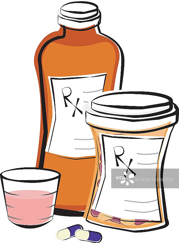 液体药物和药丸图片素材
