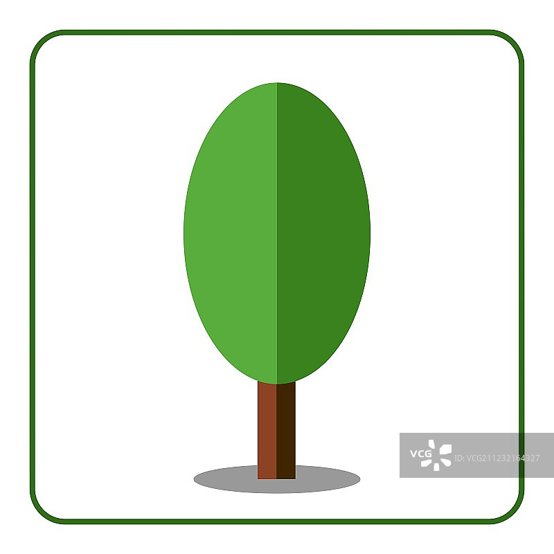 白杨树图标扁平风格标志图片素材