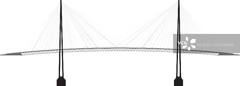 斜拉桥侧面图图片素材