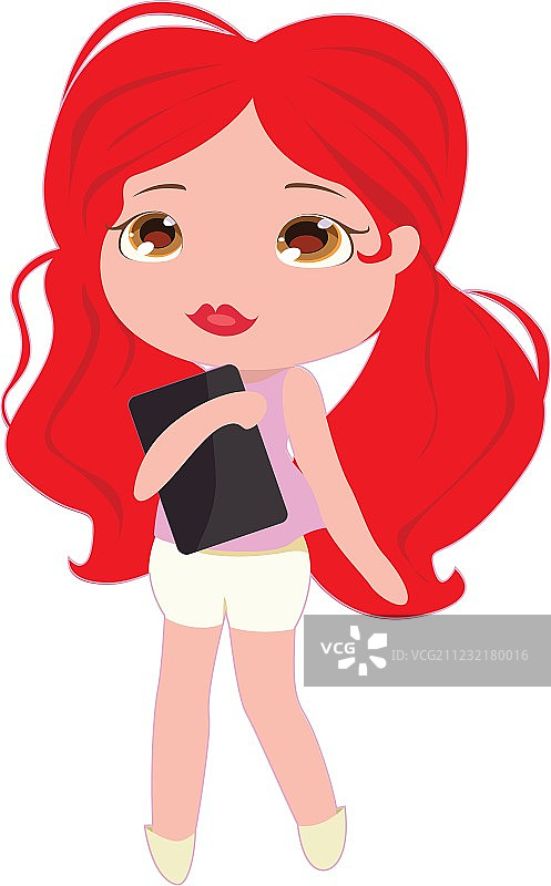 手持平板电脑的女孩图片素材