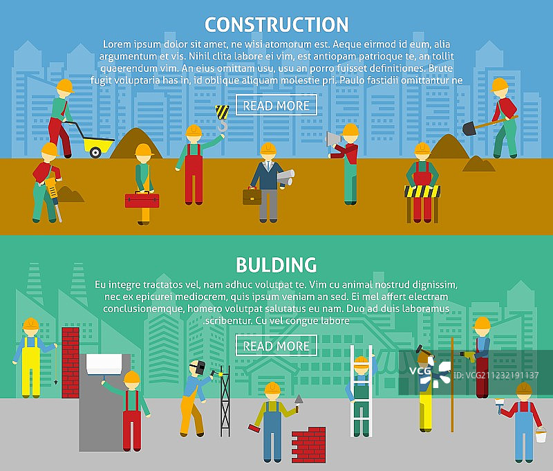 建筑扁平横幅套装图片素材