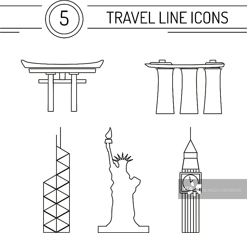 旅行线性图标图片素材