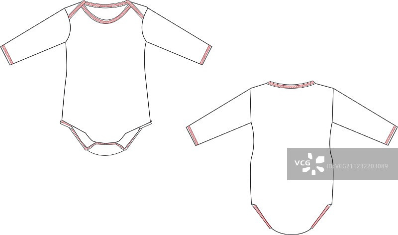 婴儿连体衣正面和背面视图图片素材