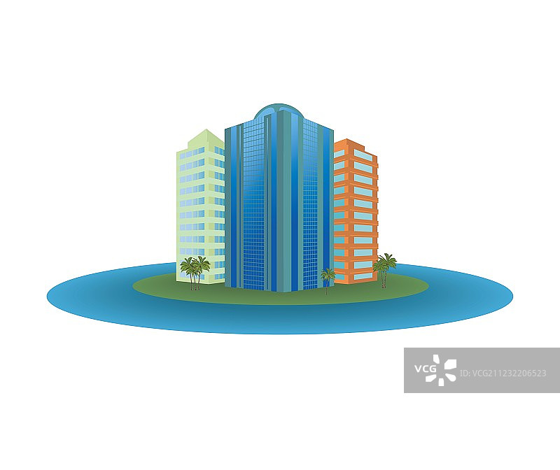 岛上的小城市图片素材