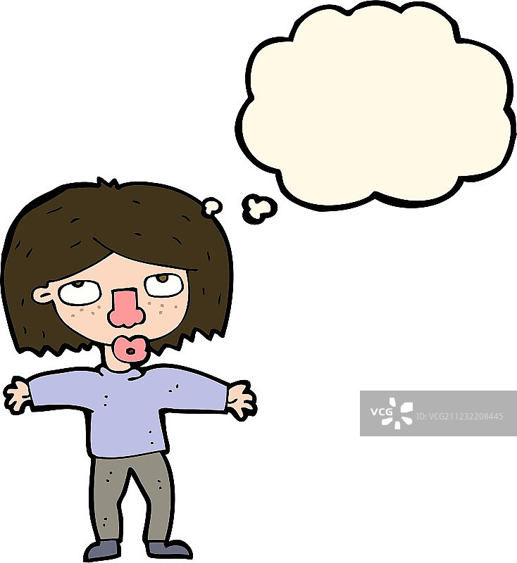 思考中的卡通女孩图片素材