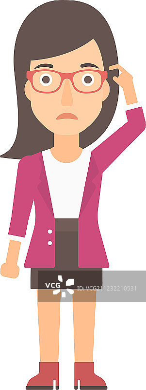 女人用手指挠太阳穴图片素材