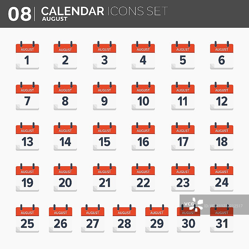 日历图标集-日期和图片素材