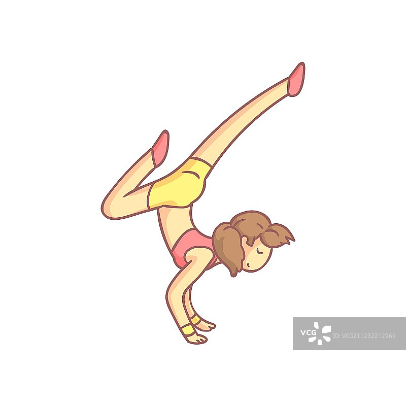 女孩做高难度倒立瑜伽图片素材