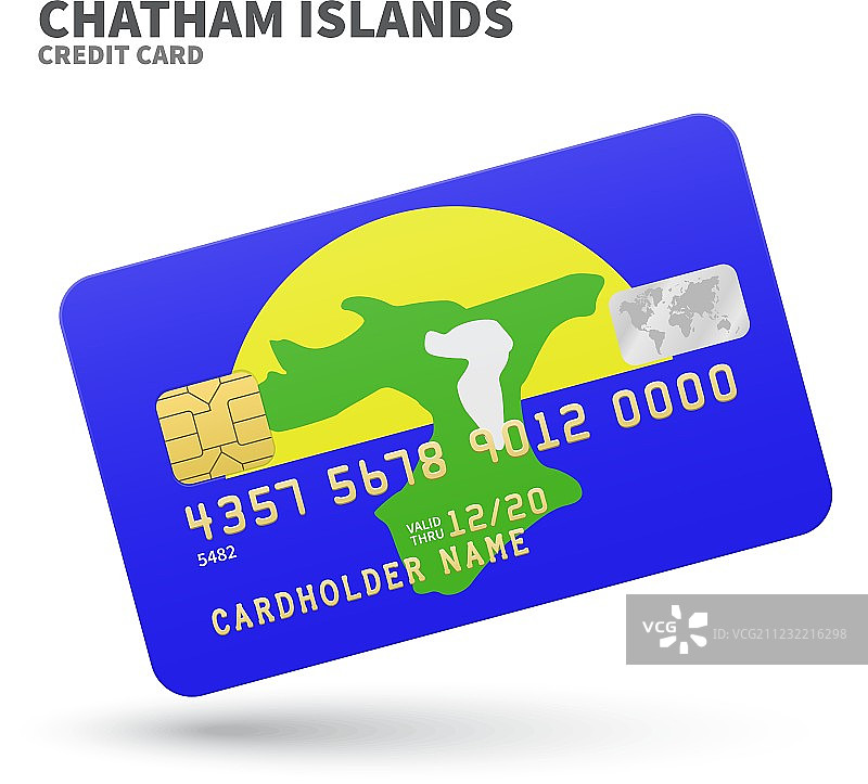 带有查塔姆群岛旗帜背景的信用卡图片素材