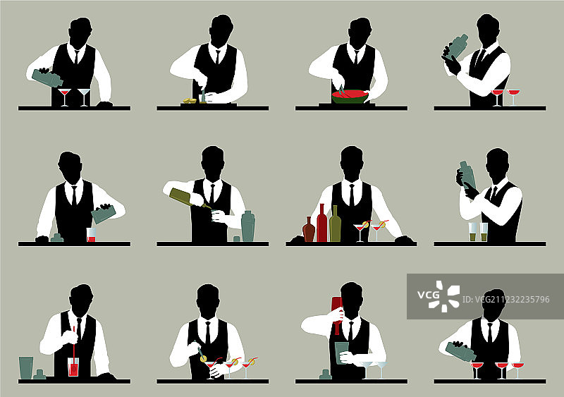 酒保准备鸡尾酒图片素材