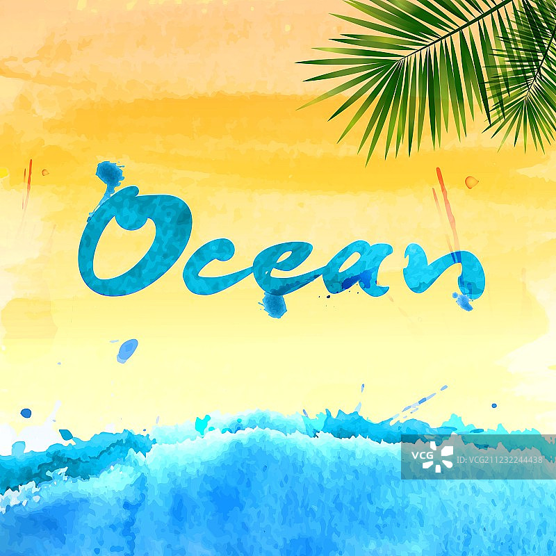 夏季水彩背景图片素材