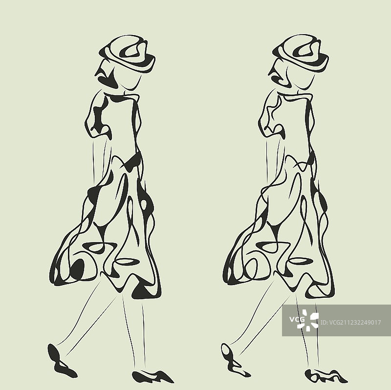 时尚女孩素描图片素材