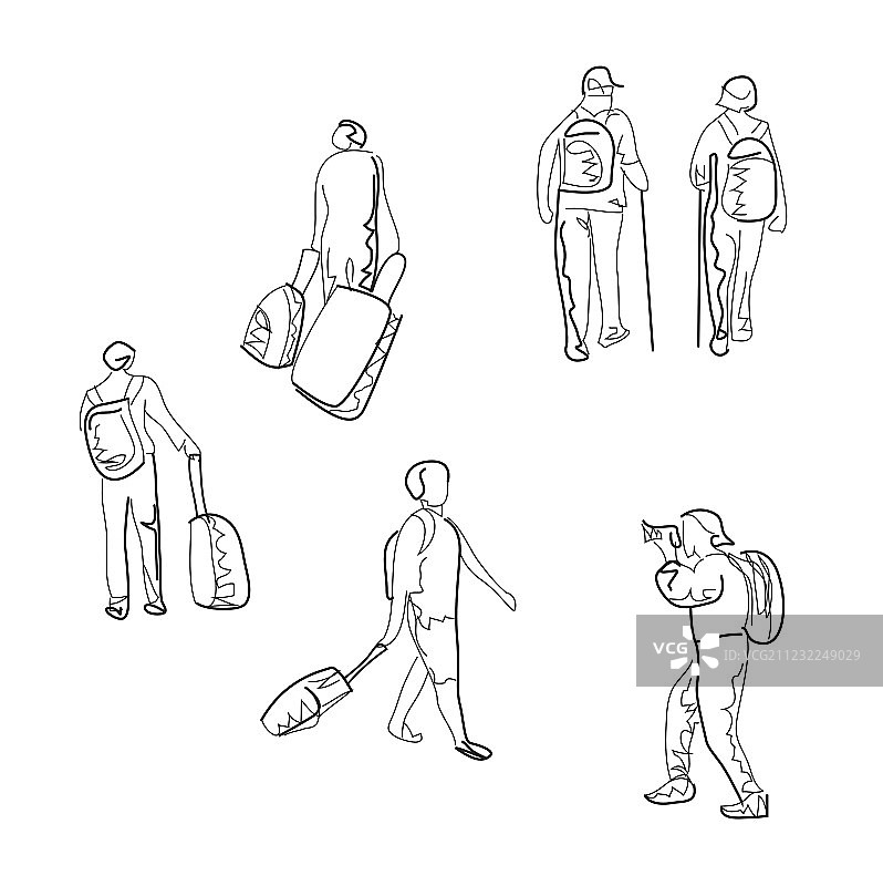 手绘旅行素描图片素材