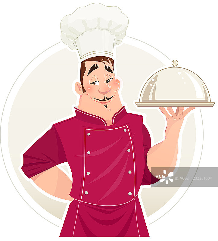 厨师长端着食物托盘图片素材