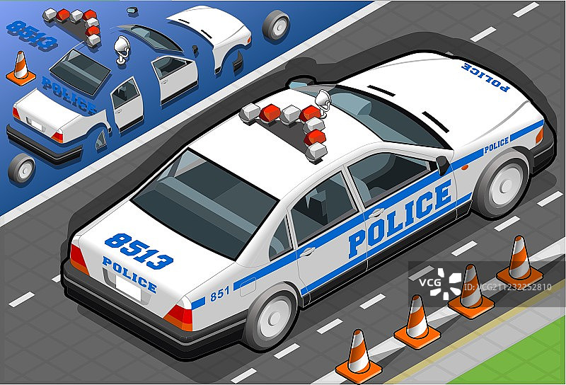 2.5D警车后视图图片素材