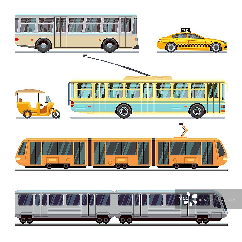 城市公共交通扁平风格图标合集图片素材