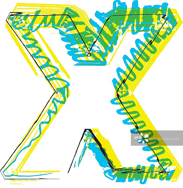 字母X素描字体图片素材