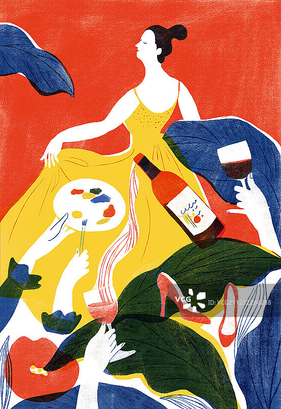 热闹聚会中华丽背影女性插画图片素材