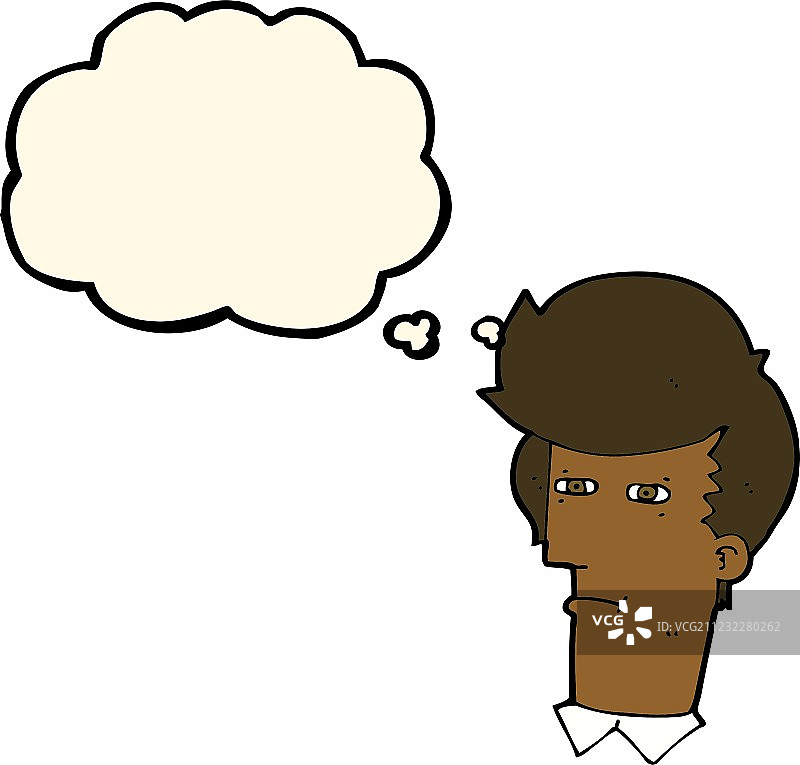 思考的卡通男人和气泡框图片素材